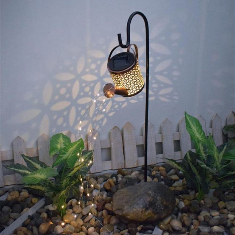 Decoration Iron Art Kettle Shower Lamp Watering Can String Light Waterfall Lamp