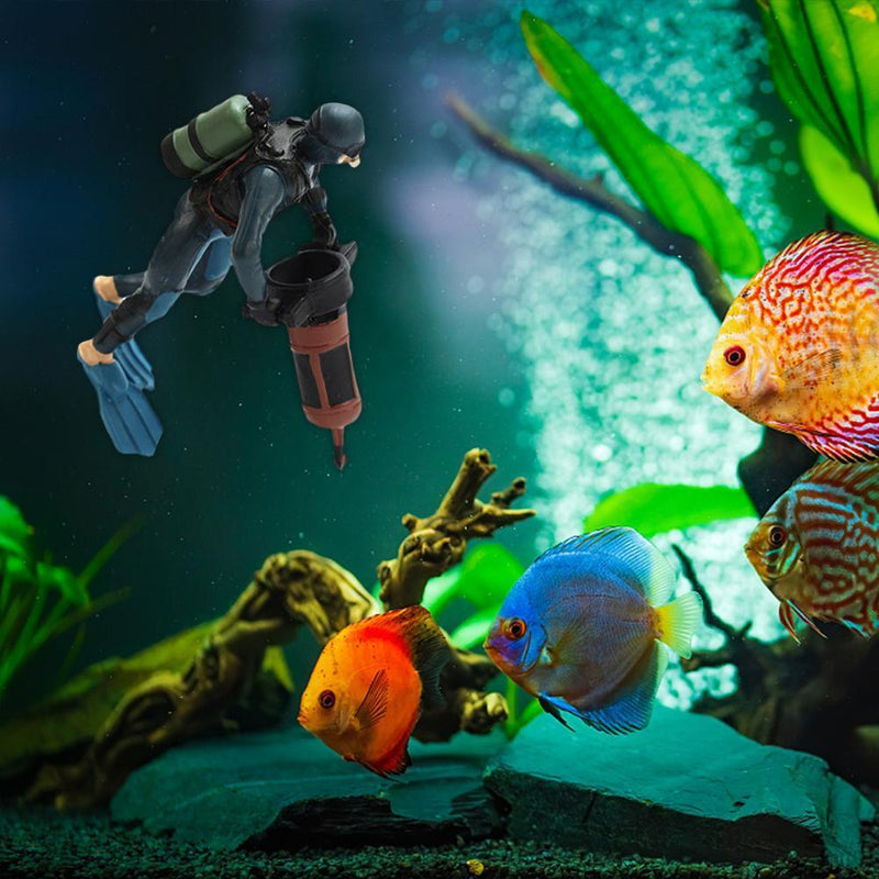 Diver Fish Tank Ornaments Aquarium Floating Landscape Decoration (Blue)
