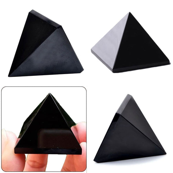 Desktop Ornament Healing Stone Obsidian Pyramid Reiki Energy Mineral Specimen