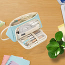 Simple Pencil Case Large Cosmetic Travel Pen Stationary Bags (Light Blue) Newly