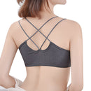Sexy Cross Straps Knot Padded Bra Women Sports Top Bralette (Grey Blue)