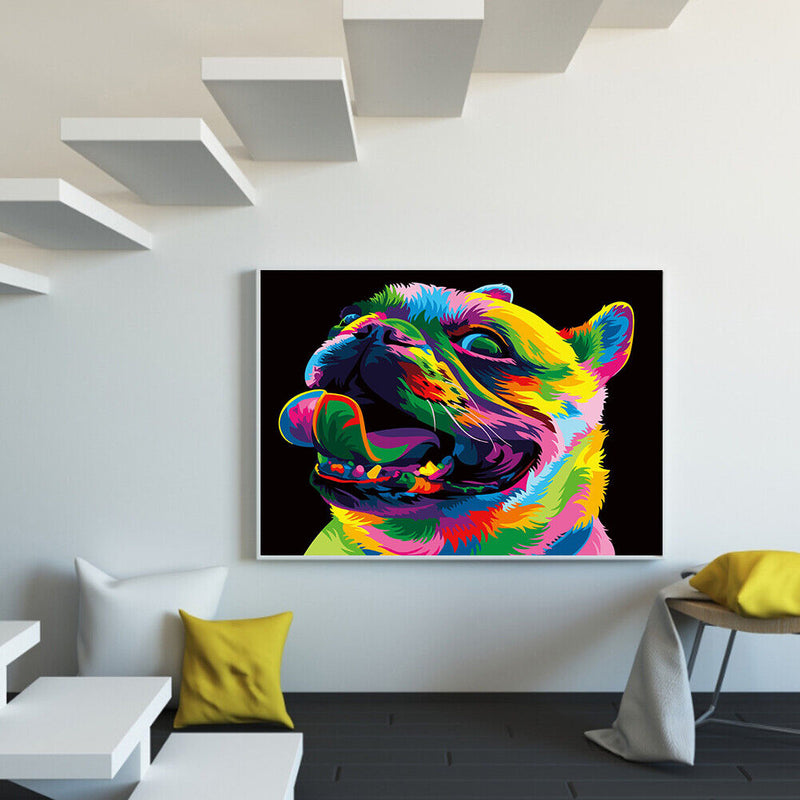 Painted Pug Oil Paint By Numbers DIY Handpainted on Canvas Wall Art Picture