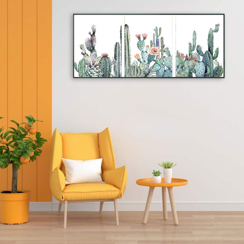 3 Panel Cactus Colouring Oil Canvas Picture DIY Handpainted Paint By Numbers Kit