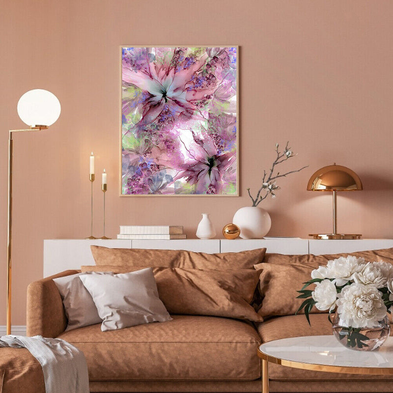 Pink Flower Oil Paint By Numbers Picture DIY Art Home Decoration Gift No Fr