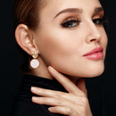 Round Metal Dangle Earrings Korean Geometric Heart Pendant Women Eardrop Jewe