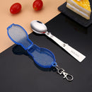 Outdoor Camping Utensil Stainless Steel Folding Spoon with Box (Blue) Newly