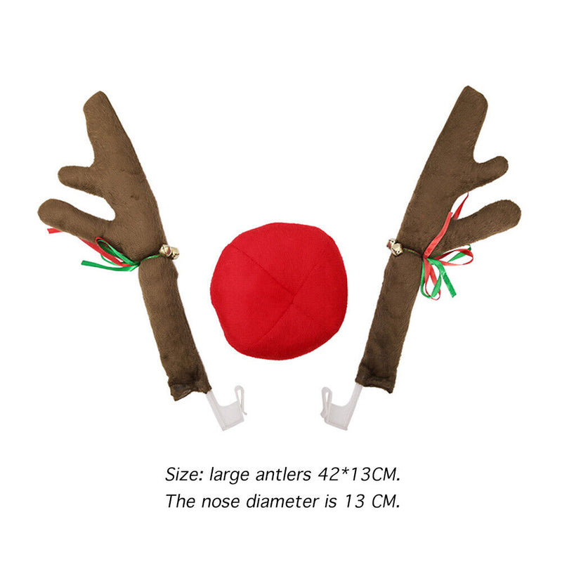 Christmas Car Deer Antlers Nose Horn Costume Truck Holiday Decor (A Brown) Newly