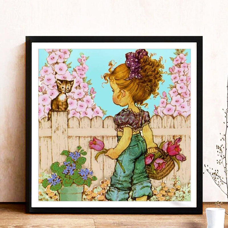 Kids Girl 5D DIY Full Drill Round Diamond Painting Rhinestone Mosaic Picture Set