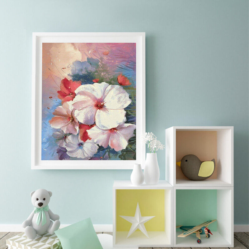 Hibiscus Oil Paint By Numbers Kit DIY Wall Art Picture Craft Home Decoration