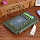 Multi-slot Wallet Mini Lady Leather Coin Purse Solid Color Zipper Purse Card