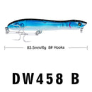 Sinking Popper 8.35cm 6g Lures Plastic Artificial Wobbler Fishing Bait (B)