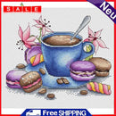 11CT Full Cross Stitch Coffee Dessert Stamped DIY Cotton Printed Wall Needlework