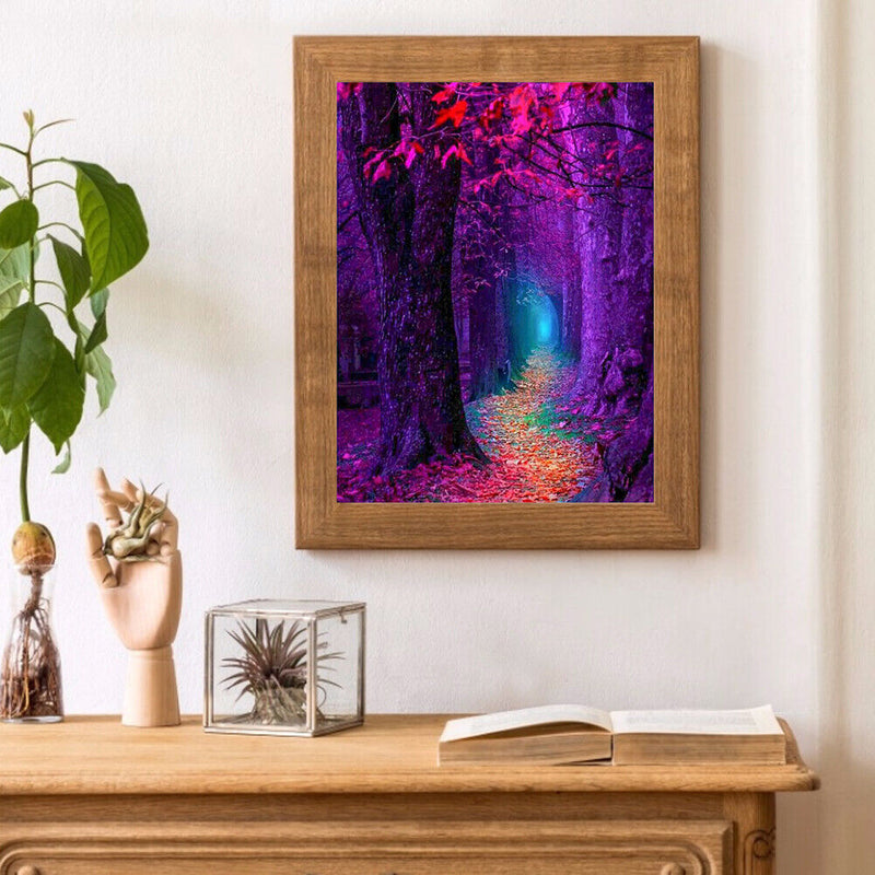 5D Full Drill Art Rhinestone Picture DIY Purple Forest Mosaic Diamond Painting