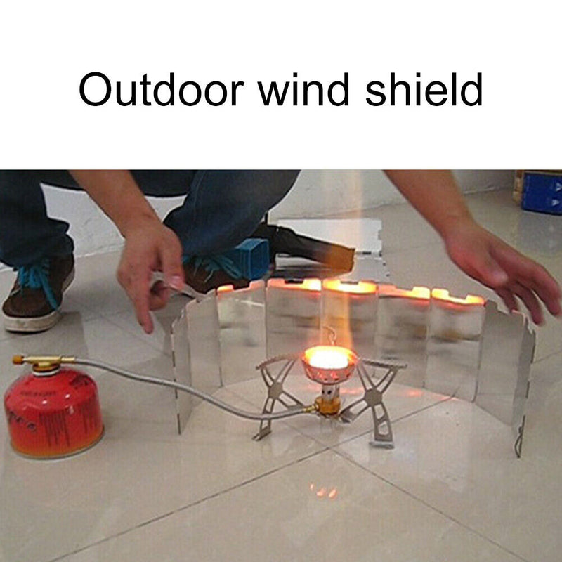 Outdoor Camping Windshield Picnic Cooking Gas Stove Windproof Screen 9 Plates