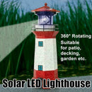 LED Solar Rotating Red Lighthouse Garden Villa Outdoor N0I1 F6T1