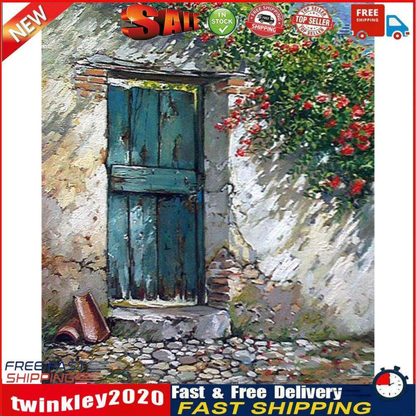 Frameless Oil Paint By Numbers Door Wall Flower DIY Canvas Picture Craft Newly
