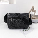 Women Fashion Nylon Embroidery Thread Crossbody Bag Winter Solid Color Handbag