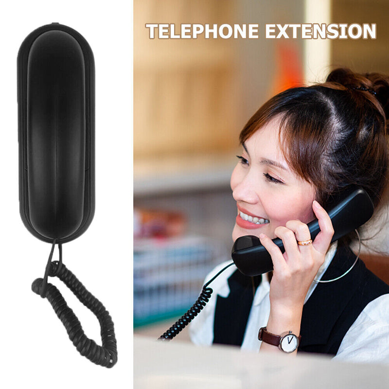 Corded Phone Wall Mountable Landline Telephone Big Button for Home (Black)