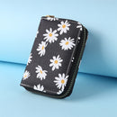 Fashion Women PU Daisy Flower Card Oaganizer Casual Ladies Wallet (Black)