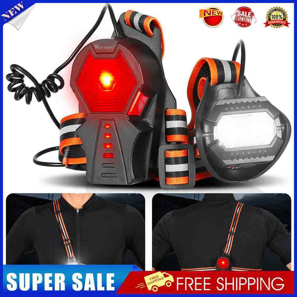 WEST BIKING Bicycle Light USB Charging Night Warning Chest Light 3 Gear Portable