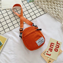 Fashion Women Canvas Patchwork Crossbody Bag Casual Mini Handbags (Orange)
