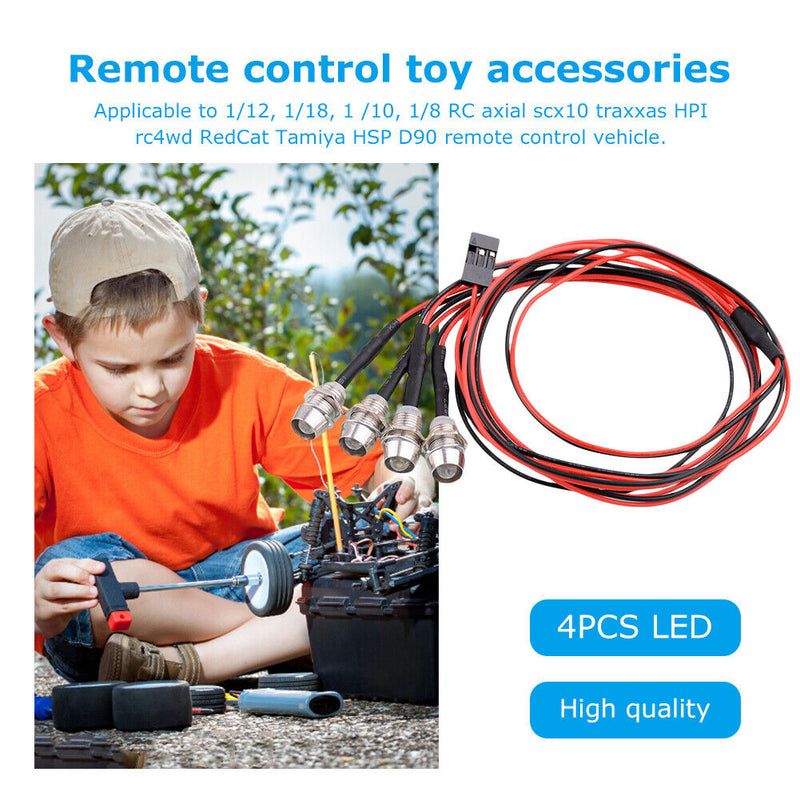 4pcs 70cm Lamp 5mm LED Lights for 1/12 1/18 1/10 1/8 Axial Scx10 Traxxas RC Cars