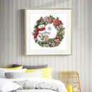 Snowman and Flowers Frameless Oil Paint by Numbers Hand Painted Art (S296)