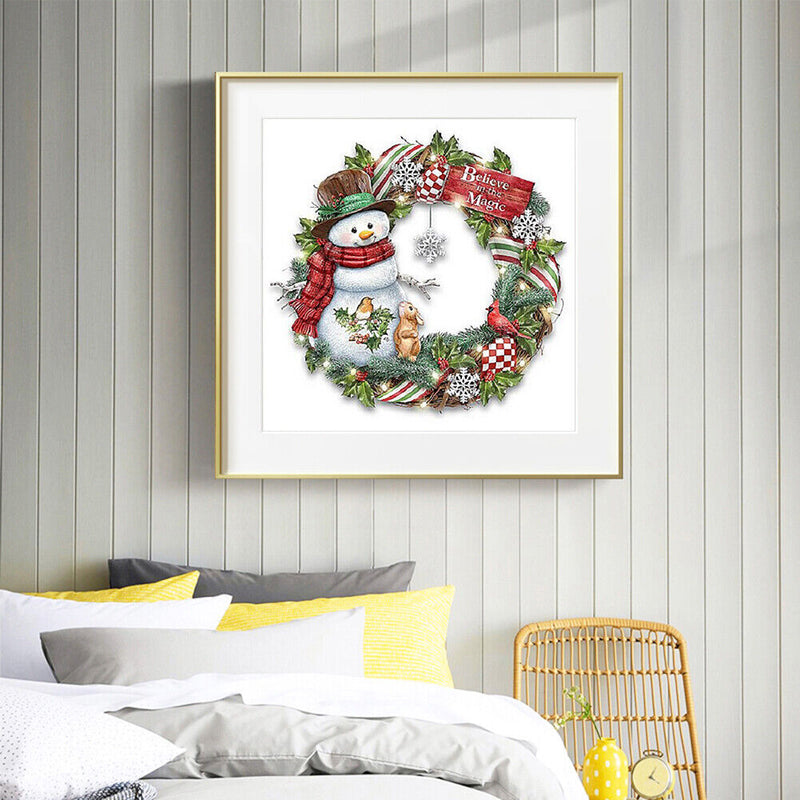 Snowman and Flowers Frameless Oil Paint by Numbers Hand Painted Art (S296)