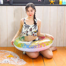 Sequin Swimming Ring Adults Kids PVC Pool Float Rainbow Circle (Color 70)