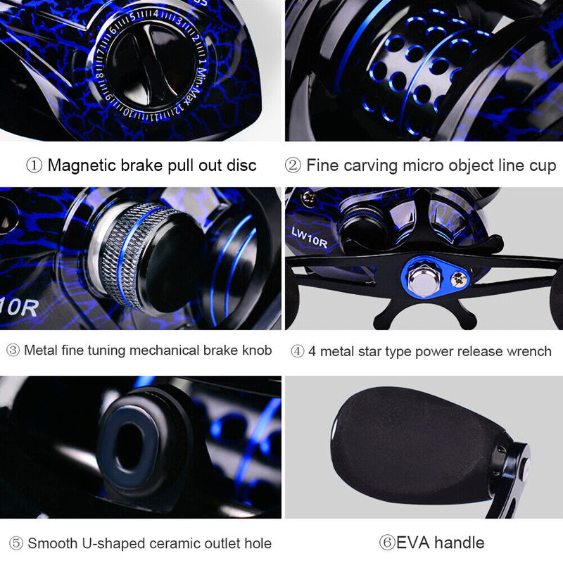 Baitcasting Reel 9+1BB 10kg Max Drag 7.2:1 Speed Sea Fishing Wheel (LW10L) Newly