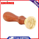 Retro Plant Pattern Wood Handle Copper Head Sealing Wax Seal Stamp Post Decor