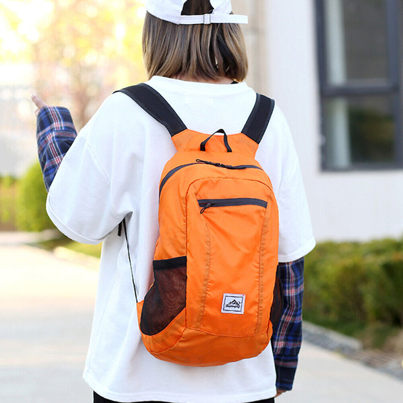 20L Large Waterproof Folding Climbing Backpack Bag Travel Rucksack (Orange)