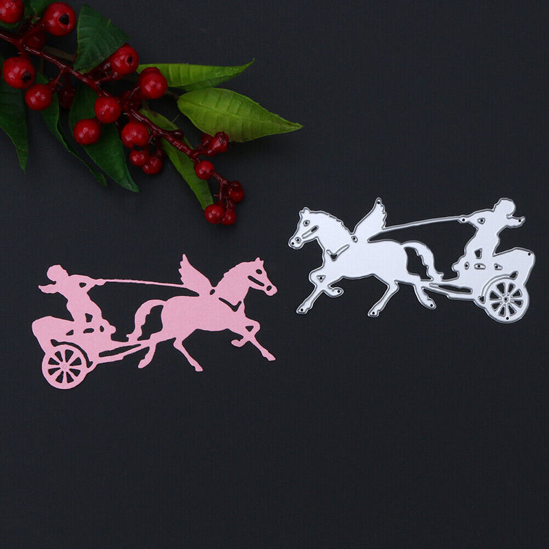 Unique Horse Pattern Metal Punching DIY CO2 Steel Stencil Running Transported