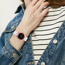 Casual Women Roman Numerals Starry Sky Dial Dress Wristwatch Fashion PU Leather