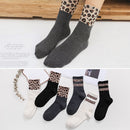 Leopard Pattern Breathable Warm Socks Mid Tube Socks Long Socks Autumn Winter