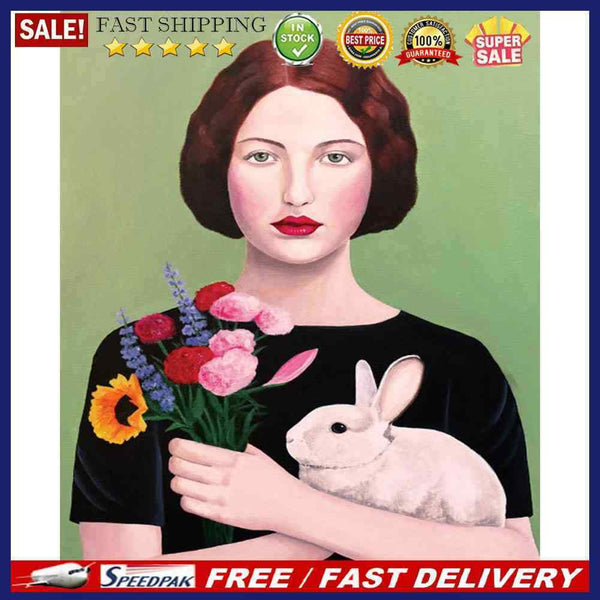 Oil Paint By Numbers Picture DIY Drawing Short Hair Woman Art Drawing on Canv
