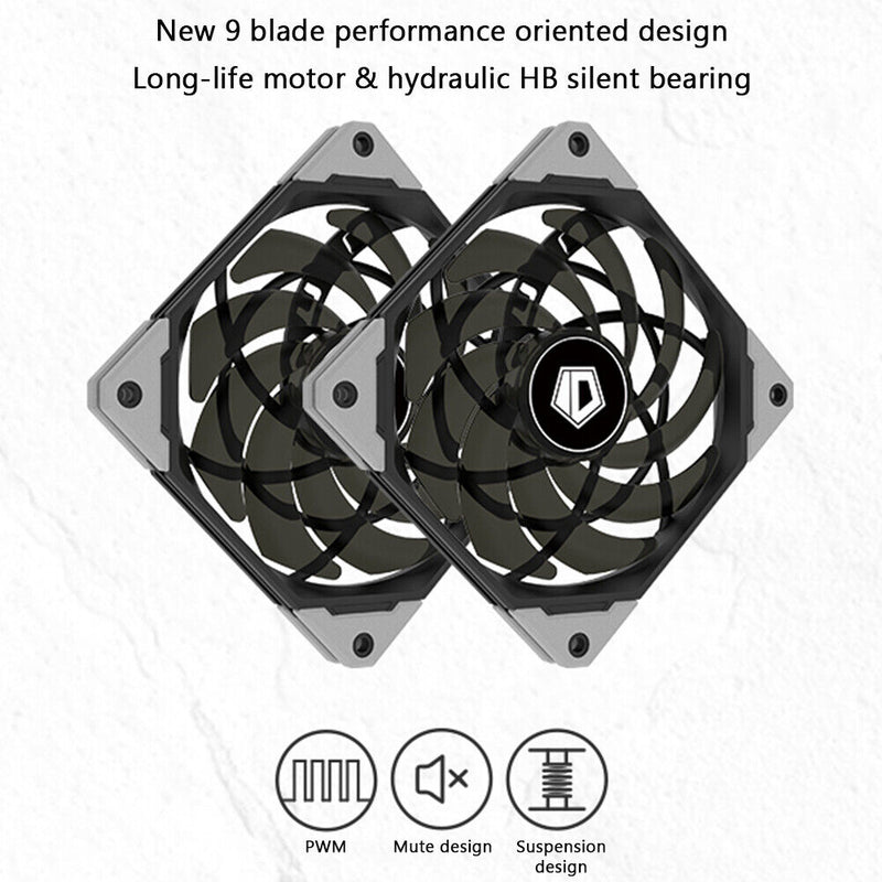 ID-COOLING 12cm PC Case Cooling Fan PWM Silent Quiet Water Cooling System Cooler