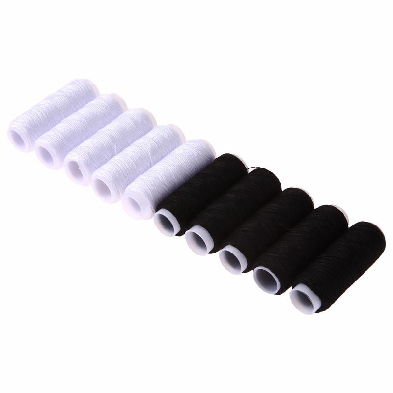 10PCS Polyester Sewing Thread White/Black Hand Quilting Embroidery Sewing Thread Yarn