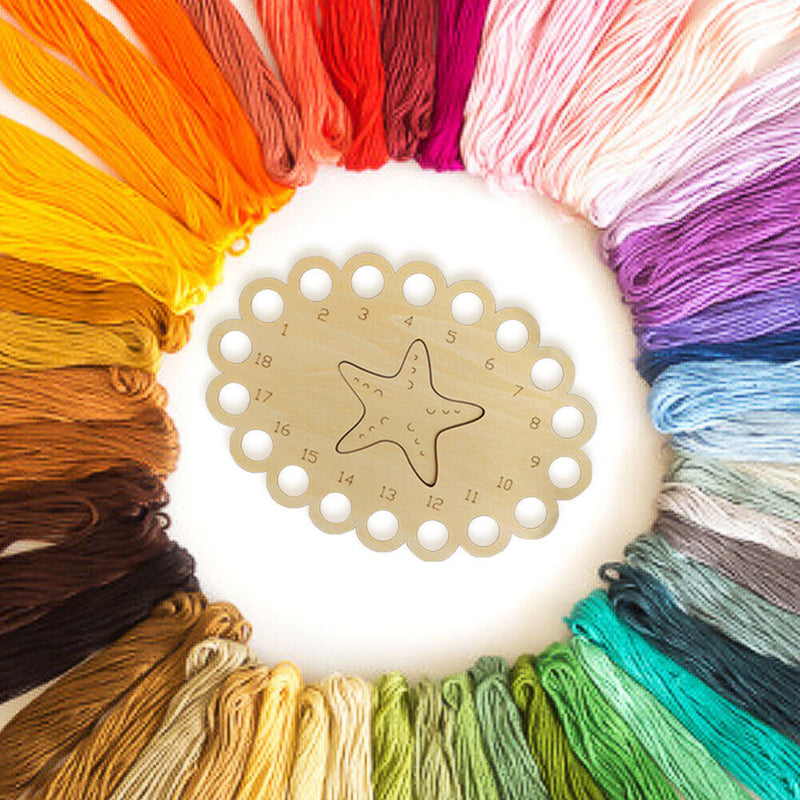 Wooden Carved Cross Stitch Thread Board Embroidery Thread Plate (Starfish)