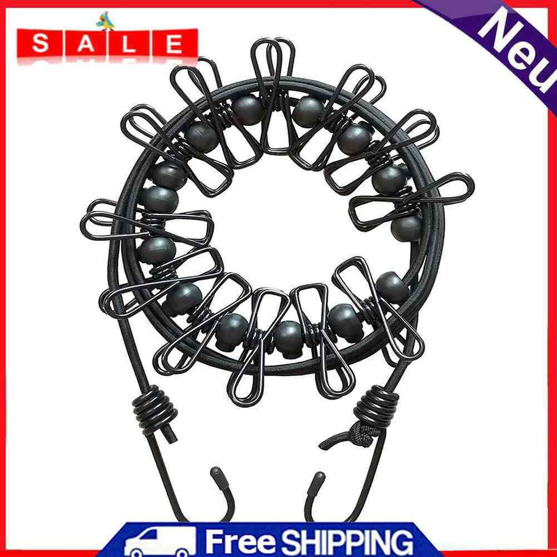 Portable Windproof Travel Clothesline with Clothespins Clips for Outdoor Camping