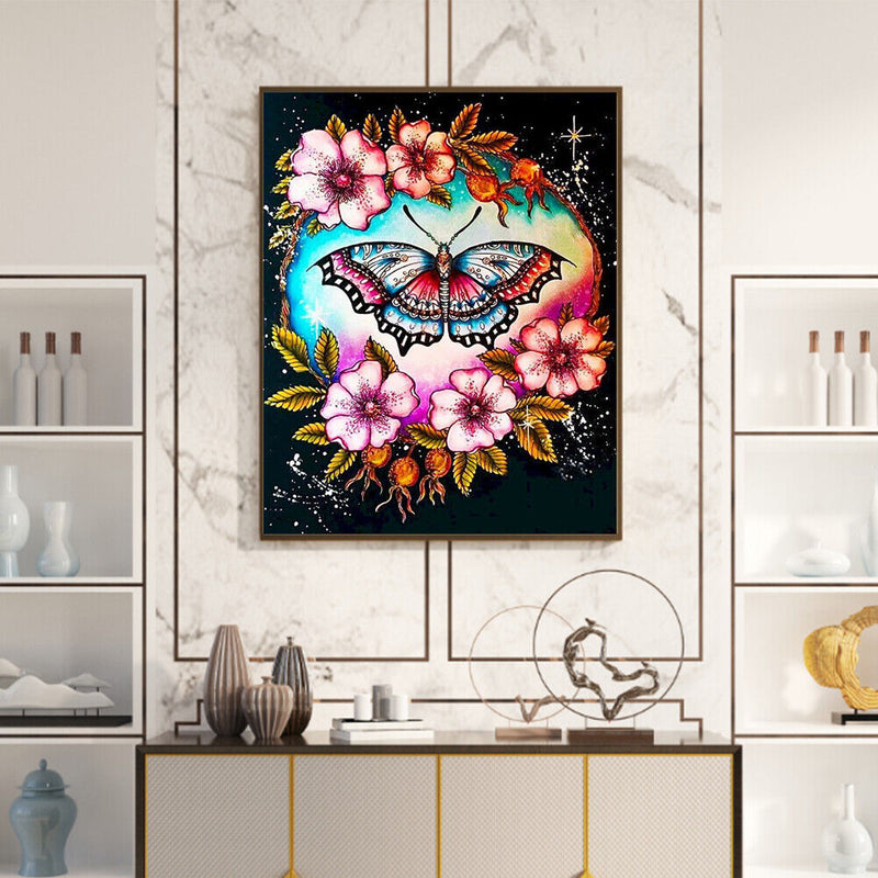 Flower Butterflies Oil Paint By Numbers Kit DIY Acrylic Painting on Canvas Set