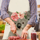 Koala Bear Print Apron Linen Waterproof Cooking Bibs Pinafore (82x68cm)