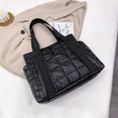 Retro Quilted Lattice Large Shoulder Bag Women Solid Color Nylon Shopping Bags