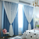 aediea window curtain, hollowed out, stars, for home, living room, sky blue,