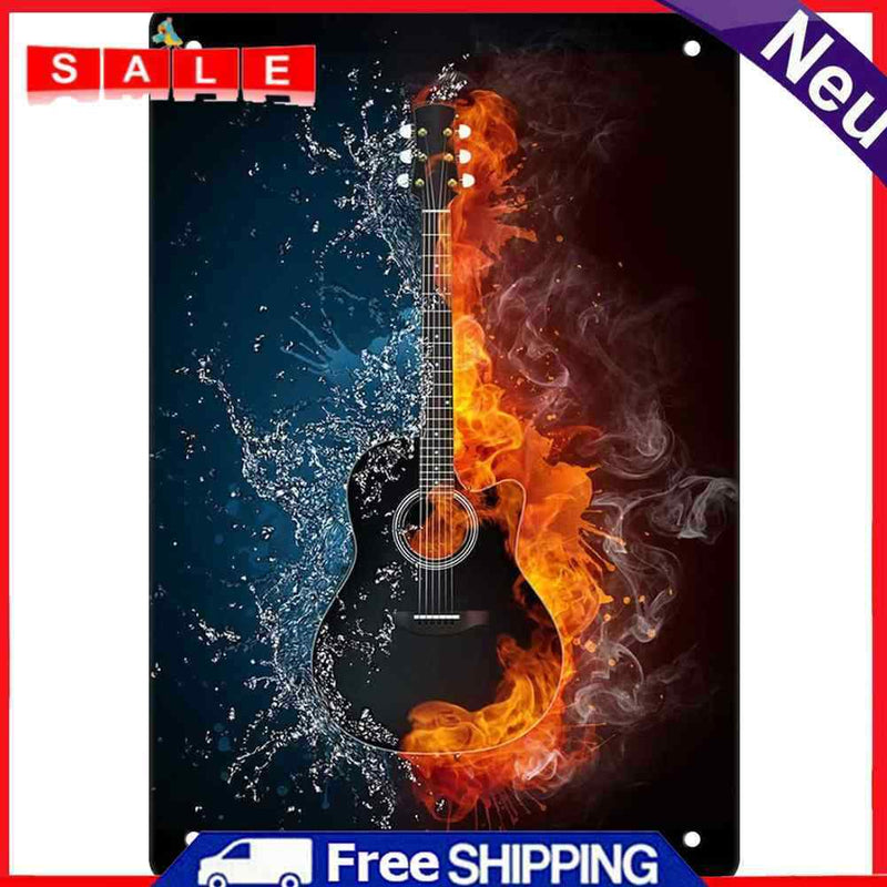 Metal Sign Guitar Iron Painting Art High Temperature Resistant Poster Plate