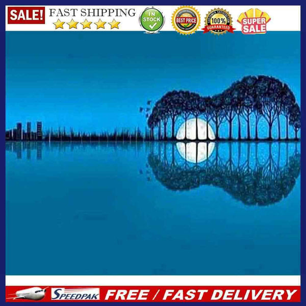 50X40cm Oil Paint By Numbers Guitar Scenery Frameless Picture Craft Home De
