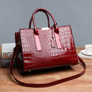 3pcs/Set Fashion Crocodile Pattern PU Leather Women Shoulder Handbag Purse Tote