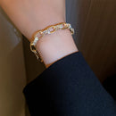 Ladies Adjustable Double Chain Cubic Zirconia Jewelry Crystal Bracelet Couple