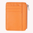 Simple Leather Zipper Solid Color Litchi Pattern Wallet Men Women Card Holder