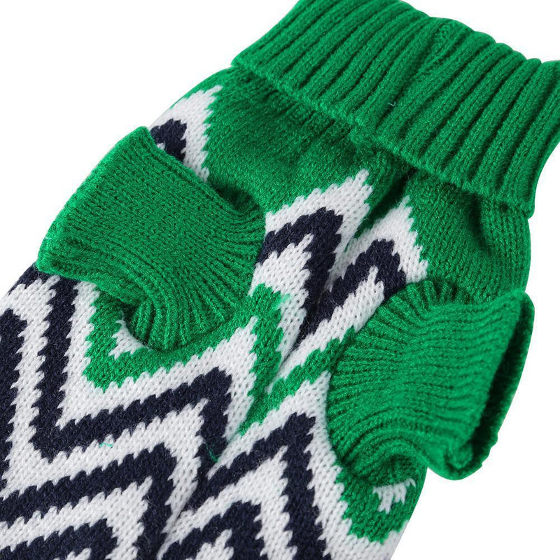 Hit Color Pet Sweaters Dog Cat Soft Elastic Knitwear Clothes(Green)(M)